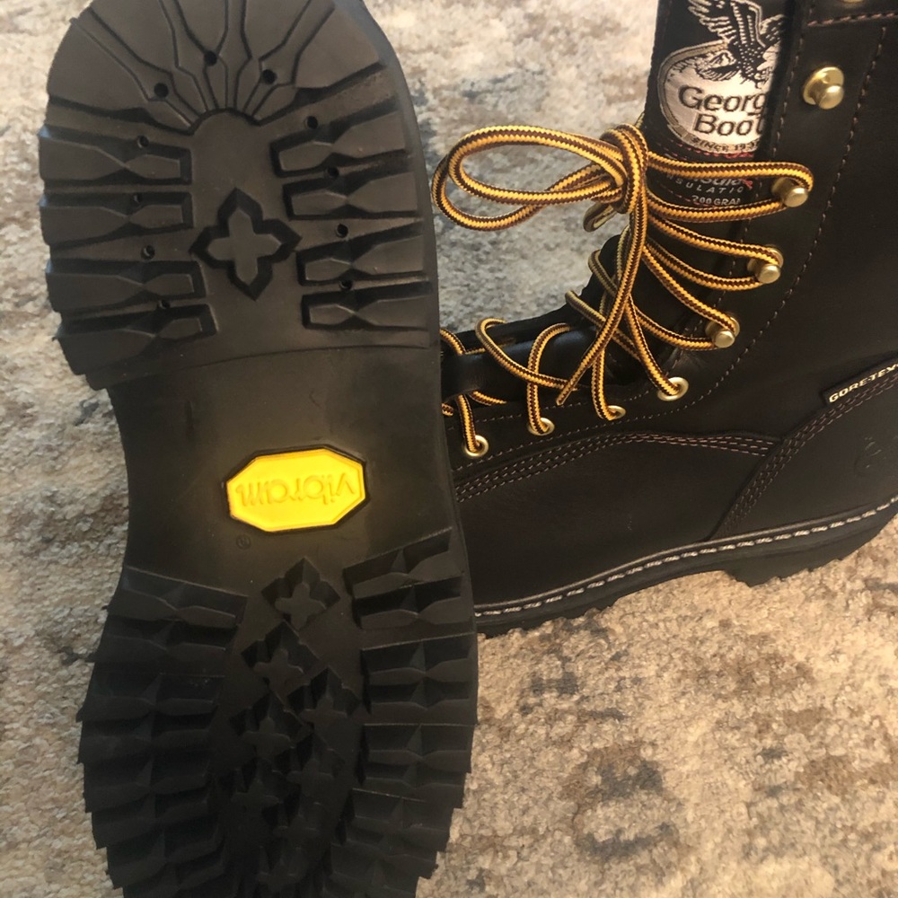 Georgia Boot 8” Steel Toe Waterproof Low Heal Logger Boots: brand new, in box!